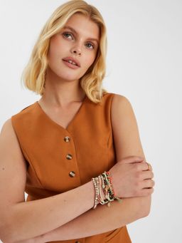 Accessorize London - Multi-Color Beaded Charm Stretch Bracelets (Pack of 10)