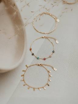 Accessorize London - Multi-Color Bead Flower Charm Anklets (Pack of 3)