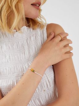 Accessorize London - Yellow Pineapple Charm Cord Bracelet