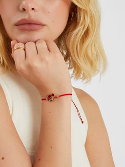 Accessorize London - Red Cherry Charm Cord Bracelet