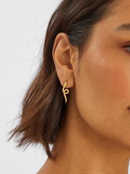 Accessorize London - White 14K Gold-Plated Snake Drop Earrings
