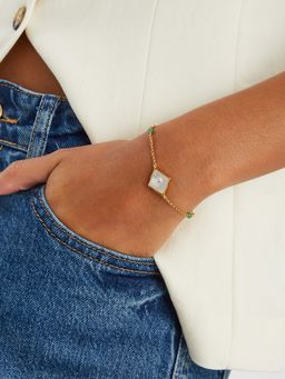 Accessorize London - Multi-Color 14K Gold-Plated Mother Of Pearl Chain Bracelet