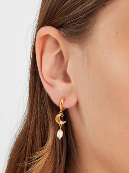 Accessorize London - Off White 14K Gold-Plated Sun & Moon Drop Earrings