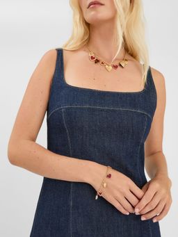 Accessorize London - Red Statement Heart Charm Bracelet