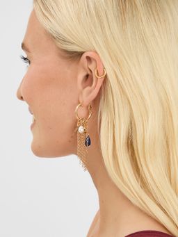 Accessorize London - Multi-Color Gem Charm Hoop Drop Earrings