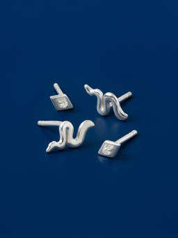 Accessorize London - White 925 Sterling Silver Snake & Eye Stud Earrings (Pack of 2)