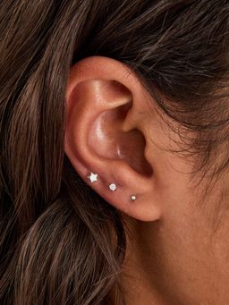 Accessorize London - White 925 Sterling Silver Star Stud Earrings (Pack of 3)