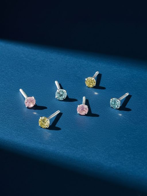Accessorize London Multi-Color 925 Sterling Silver Diamante Stud Earrings (Pack of 3)