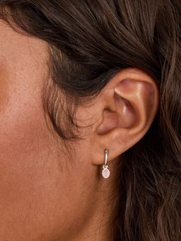 Accessorize London - Pink 925 Sterling Silver Healing Stone Hoop Earrings