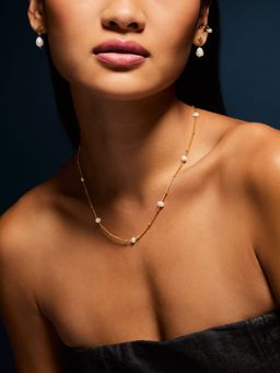 Accessorize London - White 14K Gold-Plated Pearl Station Necklace