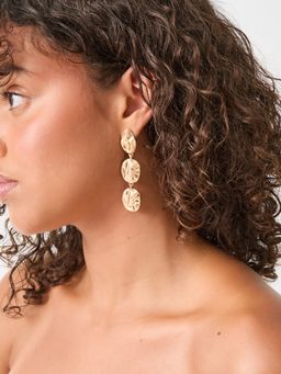 Accessorize London - Gold Textured Coin Drop Earrings
