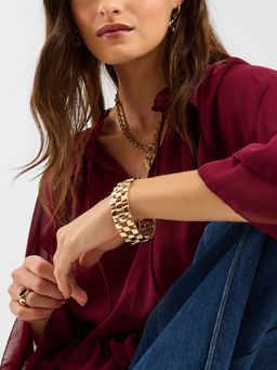 Accessorize London - Gold Brick Link Stretch Bracelet