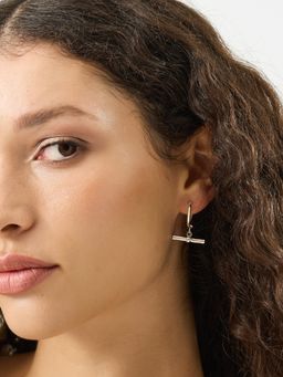 Accessorize London - Silver T-Bar Charm Hoop Earrings