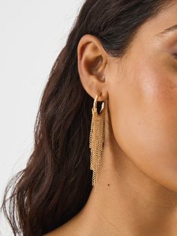 Accessorize London - Gold Chain Mail Tassel Hoop Earrings