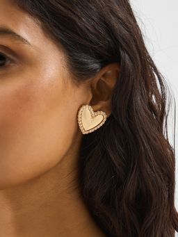 Accessorize London - Gold Statement Pearl Heart Stud
