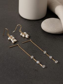 Accessorize London - White Pearl Diamante Drop Earrings (Pack of 2)