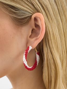 Accessorize London - Multi-Color Beaded Candy Cane Hoop Earrings