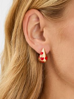 Accessorize London - Red Heart Chunky Teardrop Earrings