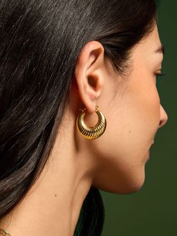 Accessorize London - Gold Chunky Ridge Hoop Earrings