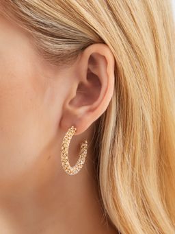 Accessorize London - Gold Chunky Diamante Hoop Earrings