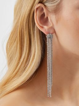 Accessorize London - White Knotted Cupchain Long Drop Earrings