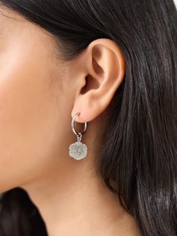 Accessorize London - White Snowflake Beaded Huggie Hoops