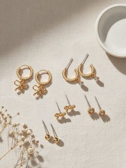 Accessorize London - White Bow Hoop Stud Earrings (Pack of 5)