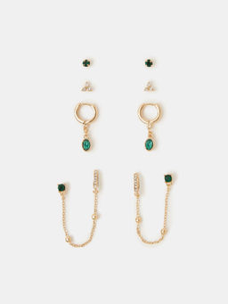 Accessorize London - Multi-Color Gemstone Stud & Hoop Earrings (Pack of 4)