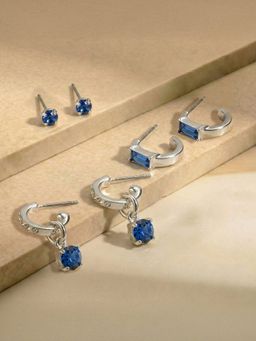 Accessorize London - Blue Sparkle Hoop Stud Earrings (Pack of 3)