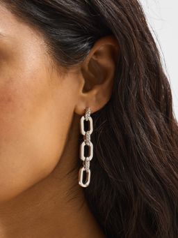 Accessorize London - White Diamante Chain Link Drop Earrings