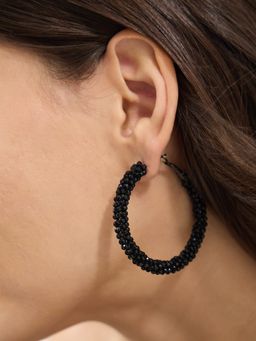 Accessorize London - Black Facet Bead Hoop