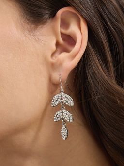 Accessorize London - White Sparkle Leaf Drop Earrings
