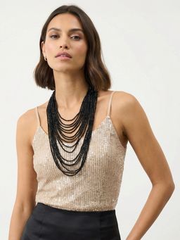 Accessorize London - Black Beaded Layered Necklace