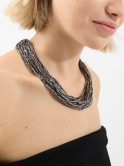 Accessorize London - Silver Twisted Beaded Collar Necklace