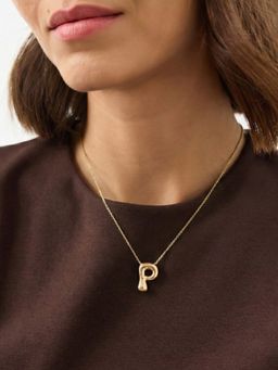 Accessorize London - Gold Bubble Initial P Pendant Necklace