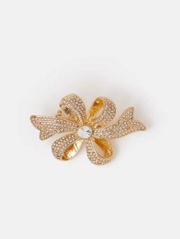 Accessorize London - White Diamante Bow Brooch