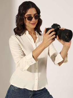 SHOWOFF - Off-White Long Sleeve Button Down Shirt