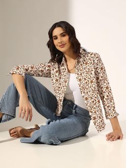 SHOWOFF - Floral Beige Button Down Shirt
