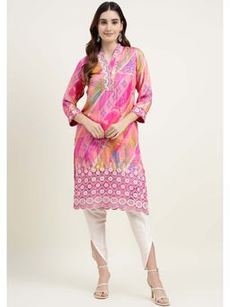 Zari Jaipur - Women Pink Embroidered Kurta with Dhoti (Set of 2)