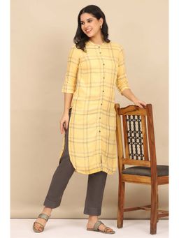 Aurelia - Women Yellow Checks Kurta with Pant (Set of 2)