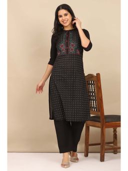 Aurelia - Women Black Floral Kurta with Pant (Set of 2)