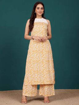 Varanga - Women Yellow Printed Kurta with Palazzo (Set of 2)
