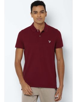 American Eagle - Maroon Solid Polo T-shirt