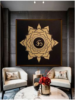 The Art House - Unisex Black Gold-Toned Mandala Art Printed Framed Wall Painting