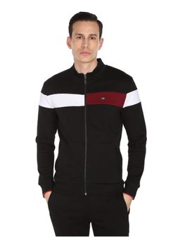 Arrow - Sports Men Black High Neck Colour Block Sweatshirt