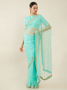 Soch - Embellished Chiffon Saree with Unstitched Blouse