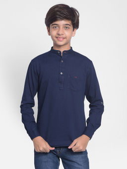 CRIMSOUNE CLUB - Boys Navy Blue Denim Kurta