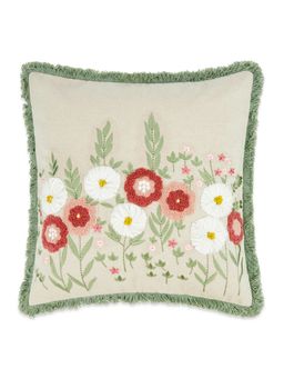 Haus & Kinder - Embroidered Decorative Cushion Cover Pastel Meadow Red