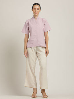 Saltpetre - Women Mauve Organic Cotton V-Neck Shirt with Pant (Set of 2)