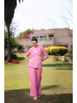GAURI DESIGNER APPARELS - Ella Embroidered Pink Co-Ord (Set of 2)